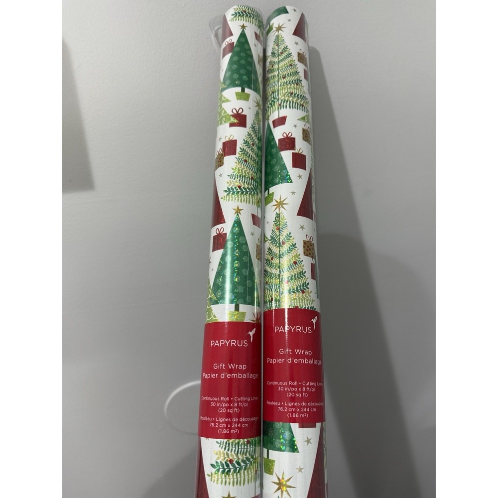 2 Papyrus Gift‎ Wrapping Rolls Paper Presents  Christmas Tree